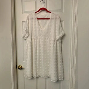 Honey Pot Clip Dot V- Neck Baby Doll Dress